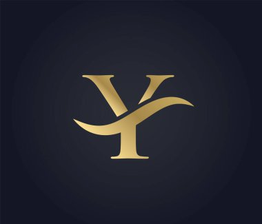 Y harfi dalga logosu. şık lüks logo