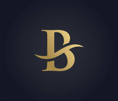 B harfi dalga logosu. şık lüks logo