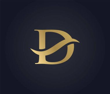 D harfi dalga logosu. şık lüks logo