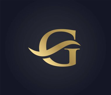 G harfi dalga logosu. şık lüks logo