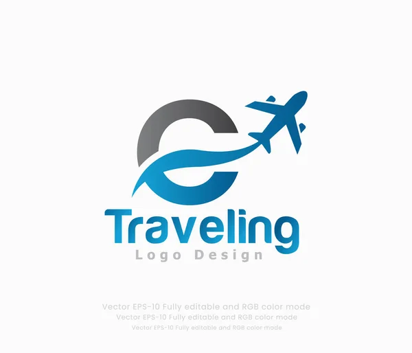 Επιστολή Ταξιδιωτικό Λογότυπο Και Λογότυπο Αεροπλάνου — Διανυσματικό Αρχείο