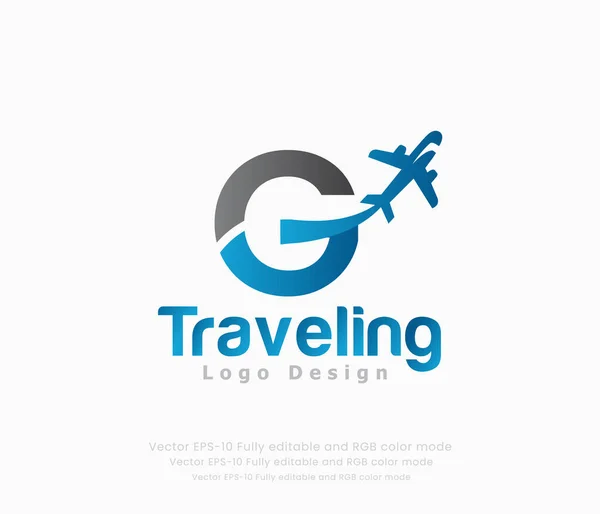 Επιστολή Ταξιδιωτικό Λογότυπο Και Λογότυπο Αεροπλάνου — Διανυσματικό Αρχείο