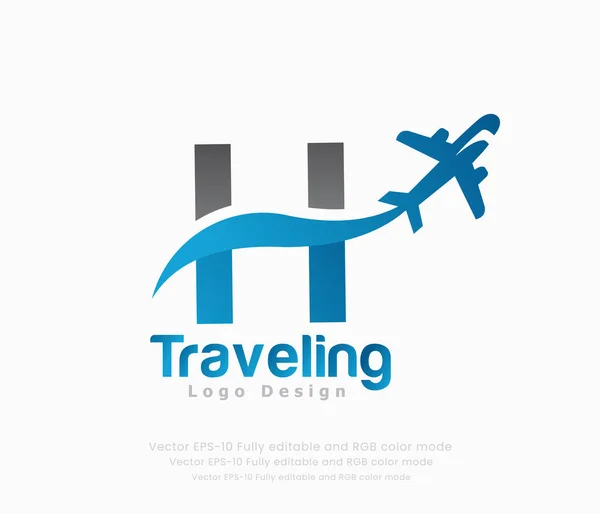 Γράμμα Ταξιδιωτικό Λογότυπο Και Λογότυπο Αεροπλάνου — Διανυσματικό Αρχείο