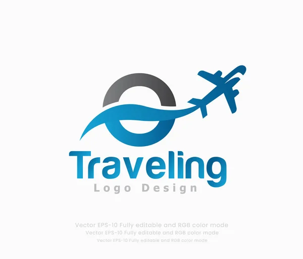 Letter Travel Logo Airplane Logo — Stock Vector