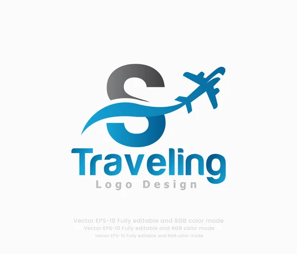 Letter Travel Logo Airplane Logo — Stock Vector