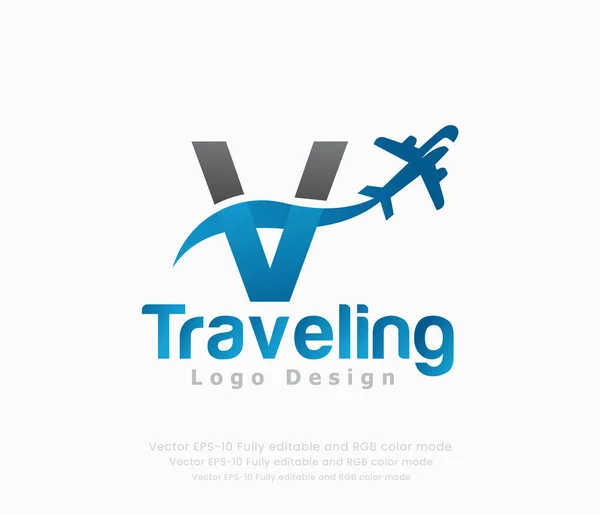 旅行ロゴと飛行機のロゴ — ストックベクタ