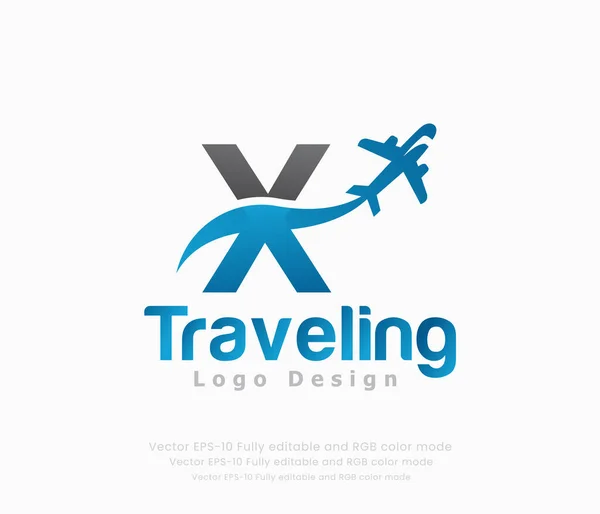 旅行ロゴと飛行機のロゴ — ストックベクタ