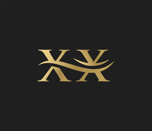 Harf Dalga Logosu Şık Lüks Logo — Stok Vektör