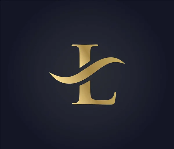 List Fala Logo Stylowe Luksusowe Logo — Wektor stockowy