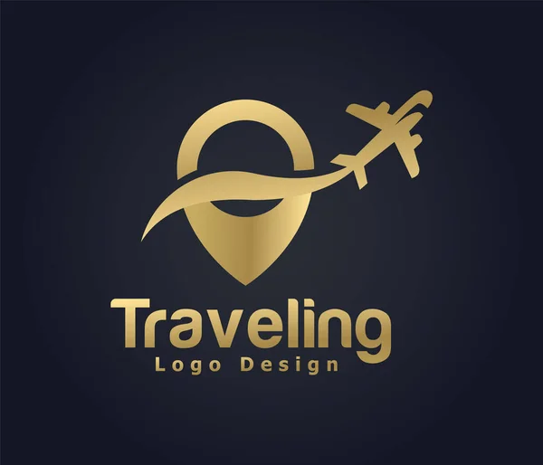 Seyahat Logosu Bir Uçakla Tur Seyahat Logosu — Stok Vektör