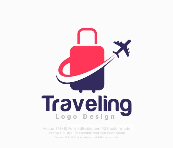 Seyahat Logosu Uçakla Seyahat Tur Logosu — Stok Vektör