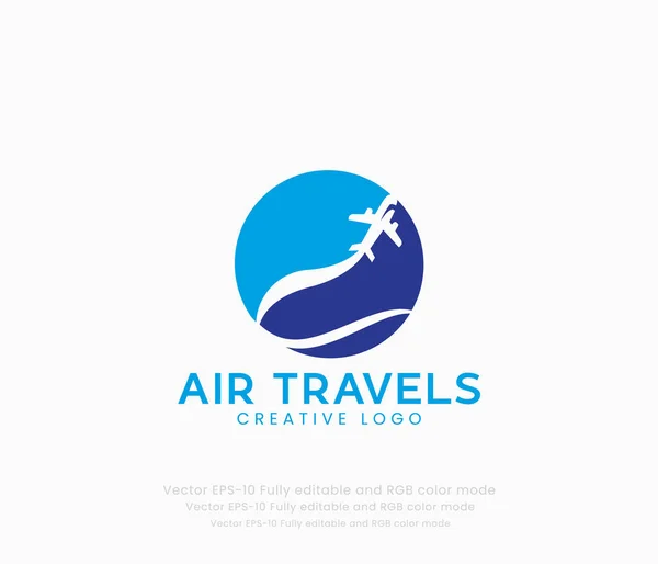 トラベリングロゴ 飛行機で旅行やツアーのロゴ — ストックベクタ