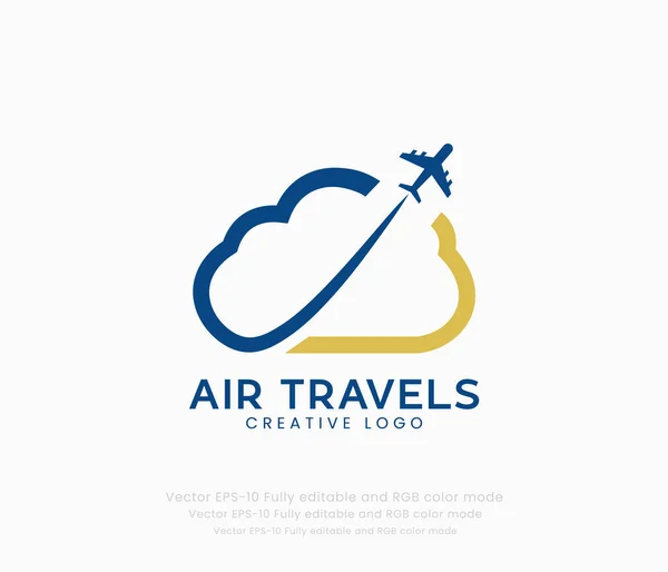 トラベリングロゴ 飛行機で旅行やツアーのロゴ — ストックベクタ