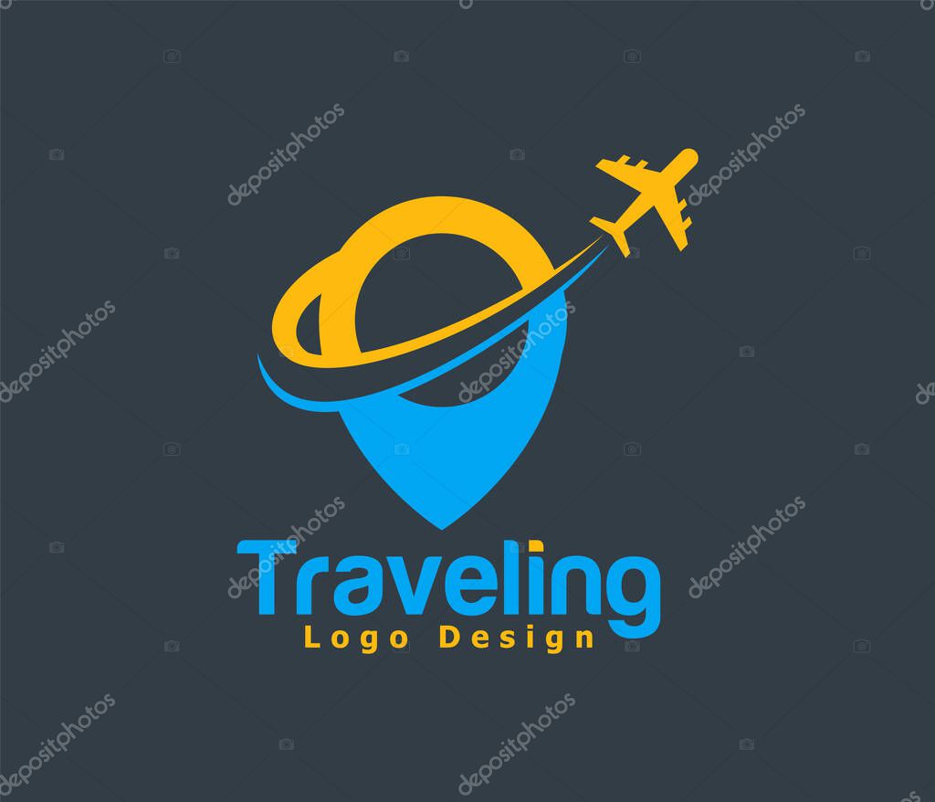 Traveling logo. travel and tour logo with airplane
