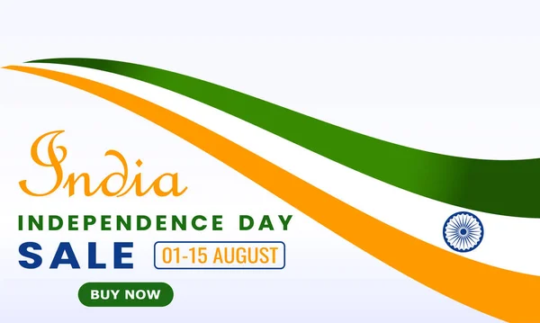 Banner Para Dia Independência Índia Com Texto Elegante Agosto Roda — Vetor de Stock