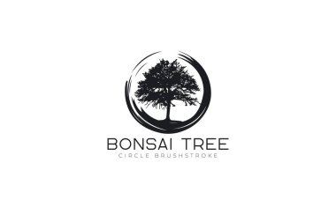 Bonsai ağacı logosuyla fırça darbesi