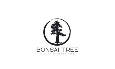 Bonsai ağacı logosuyla fırça darbesi