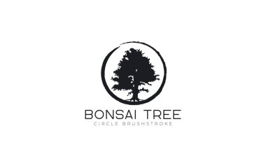 Bonsai ağacı logosuyla fırça darbesi