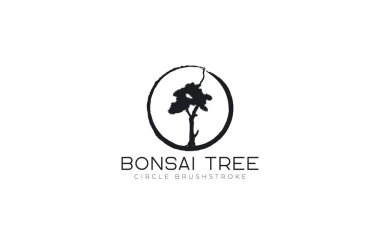Bonsai ağacı logosuyla fırça darbesi