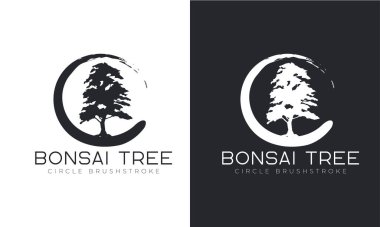 Bonsai ağacı logosuyla fırça darbesi