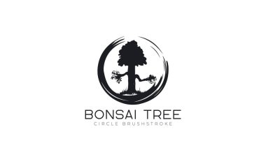  Bonsai ağacı logosuyla fırça darbesi