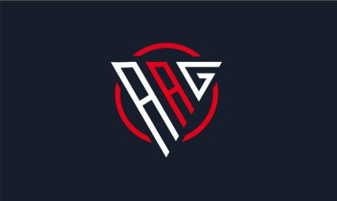 Harf AAG üçgeni modern logo Kırmızı ve Beyaz siyah arkaplan üzerinde izole 