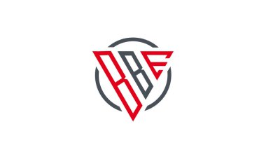  BBE üçgeni modern logo Beyaz arkaplan üzerinde kırmızı gri renk izole 