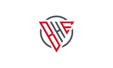  BHE üçgen modern logo Kırmızı gri renk beyaz arkaplan izole 