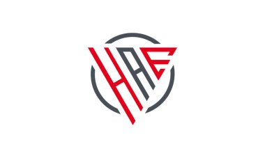  HAE üçgeni modern logo Beyaz zemin üzerinde kırmızı gri renk izole 
