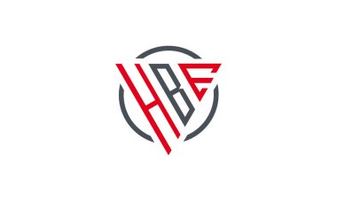  HBE üçgeni modern logo Beyaz zemin üzerinde kırmızı gri renk izole 