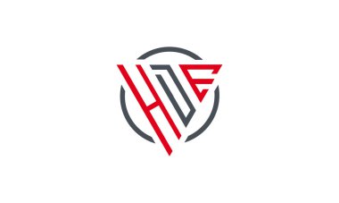  HDE üçgeni modern logo Beyaz arkaplan üzerinde kırmızı gri renk izole 