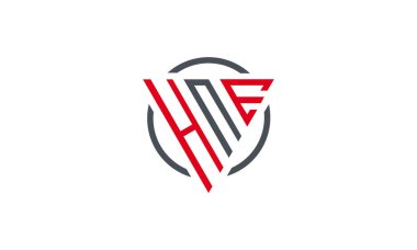 HNE üçgeni modern logo Kırmızı ve Gri renk beyaz arkaplanda izole 