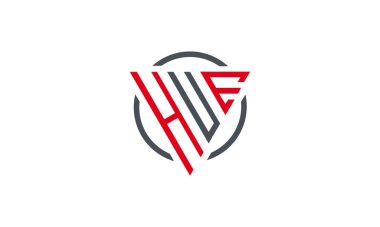 HUE üçgeni modern logo Kırmızı ve Gri renk beyaz arkaplanda izole 