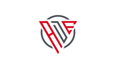 İlk harf ADE üçgeni monogram modern logo Kırmızı ve Siyah