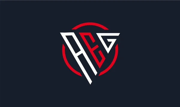 Літера Aeg Трикутник Сучасний Логотип Червоний Білий Ізольовані Чорному Тлі — стоковий вектор