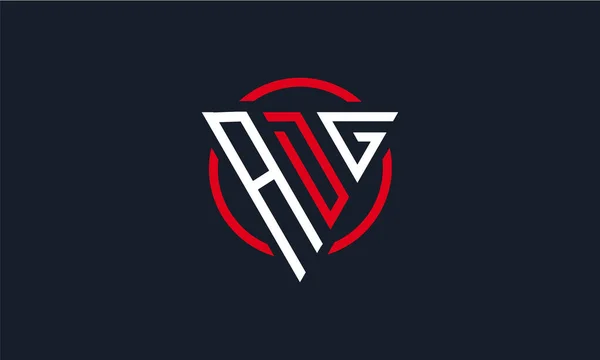 Letter Adg Driehoek Modern Logo Rood Wit Geïsoleerd Zwarte Achtergrond — Stockvector