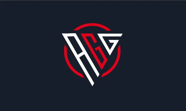 Lettera Agg Triangolo Logo Moderno Rosso Bianco Isolato Sfondo Nero — Vettoriale Stock