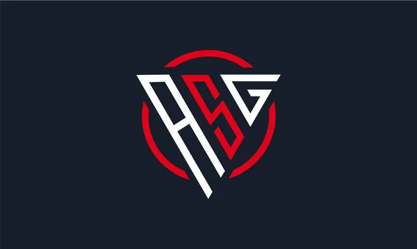 Letter Ags Driehoek Modern Logo Rood Wit Geïsoleerd Zwarte Achtergrond — Stockvector