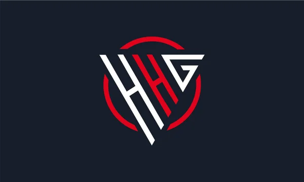 字母Hhg三角现代标识隔离在黑色背景 — 图库矢量图片