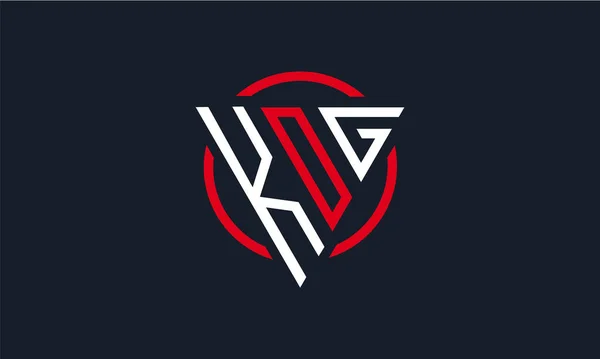Letra Kog Triángulo Moderno Logotipo Aislado Sobre Fondo Negro — Vector de stock