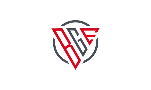 Bge Τρίγωνο Μοντέρνο Λογότυπο Κόκκινο Γκρι Χρώμα Απομονωμένο Λευκό Φόντο — Διανυσματικό Αρχείο