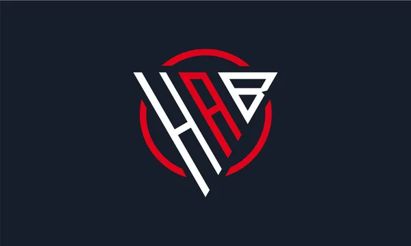 Logo Moderno Triángulo Hab Color Rojo Blanco Sobre Fondo Oscuro — Vector de stock