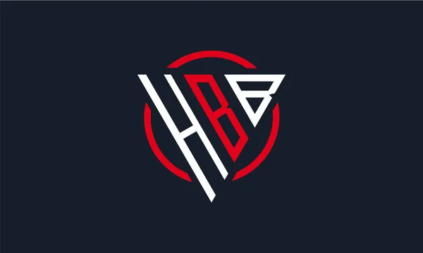 Logo Moderno Triángulo Hbb Color Rojo Blanco Sobre Fondo Oscuro — Vector de stock