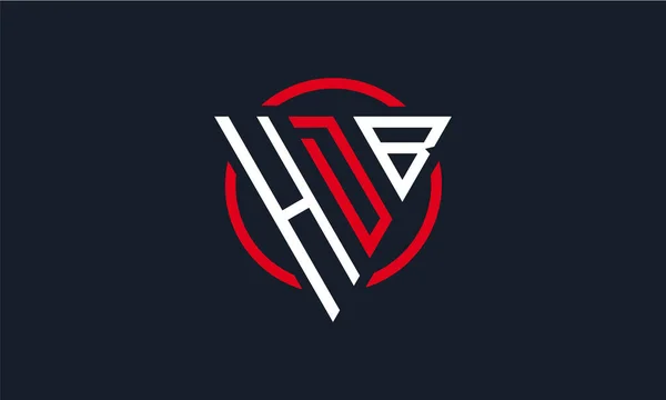 Hdb 三角形現代ロゴ 暗い背景の赤い白い色 — ストックベクタ