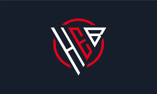 Heb Τρίγωνο Μοντέρνο Λογότυπο Κόκκινο Και Λευκό Χρώμα Σκούρο Φόντο — Διανυσματικό Αρχείο