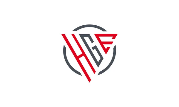 Hge Τρίγωνο Μοντέρνο Λογότυπο Κόκκινο Και Γκρι Χρώμα Απομονωμένο Λευκό — Διανυσματικό Αρχείο