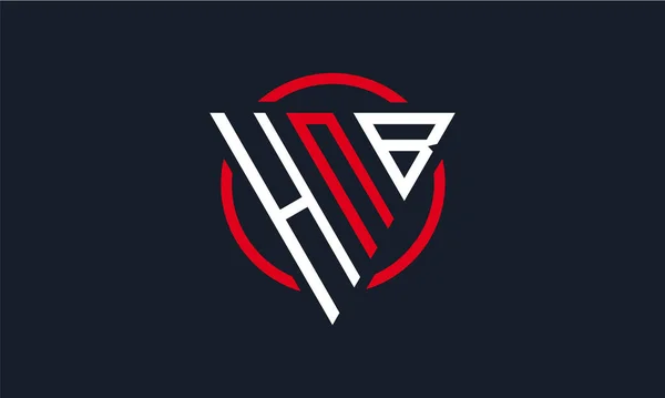Hnb Τρίγωνο Μοντέρνο Λογότυπο Κόκκινο Και Λευκό Χρώμα Σκούρο Φόντο — Διανυσματικό Αρχείο