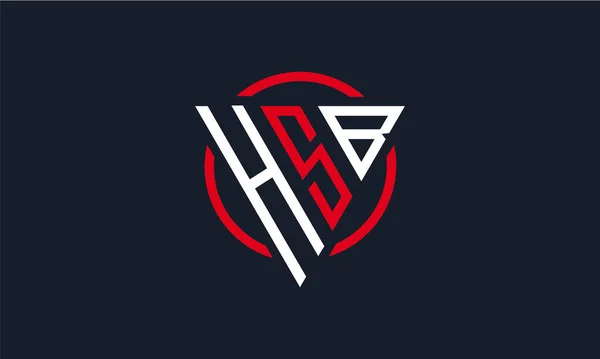 Hsb Τρίγωνο Μοντέρνο Λογότυπο Κόκκινο Και Λευκό Χρώμα Σκούρο Φόντο — Διανυσματικό Αρχείο