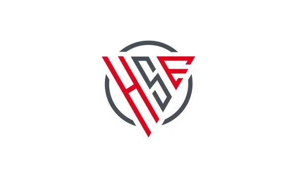 Hse Triangolo Moderno Logo Rosso Grigio Colore Isolato Sfondo Bianco — Vettoriale Stock