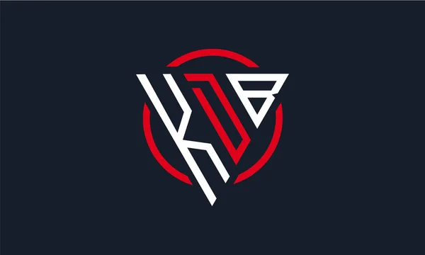 Kdb Triángulo Moderno Logo Rojo Blanco Color Oscuro Fondo — Vector de stock